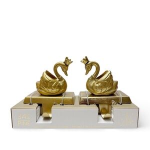 34th & Pine Gold Metal Set of Swans Christmas Stocking Holders